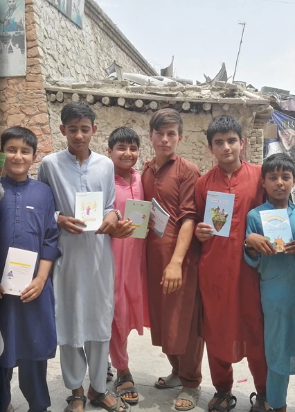 Boys with storybooks